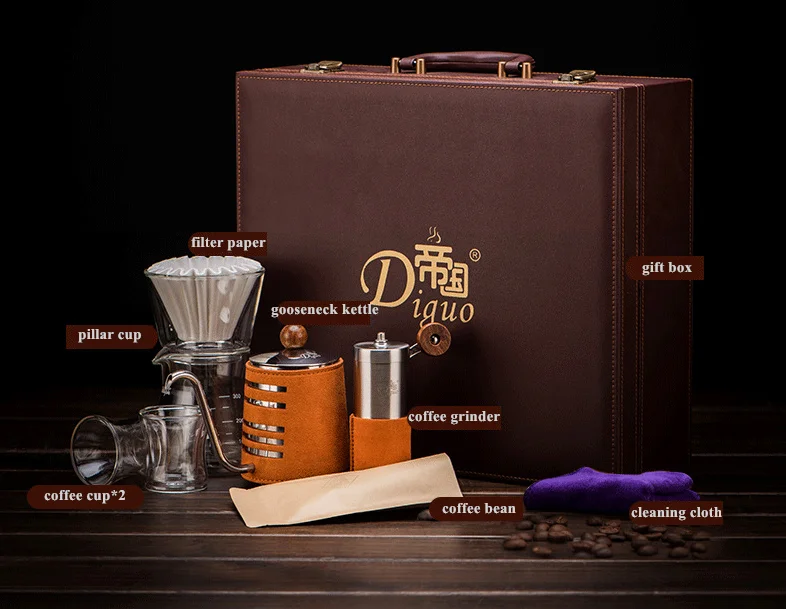 Diguo 500ml Stainless Steel Orange Color Pour Over Coffee Tea Cold Brew Gift Set For 1 - 4