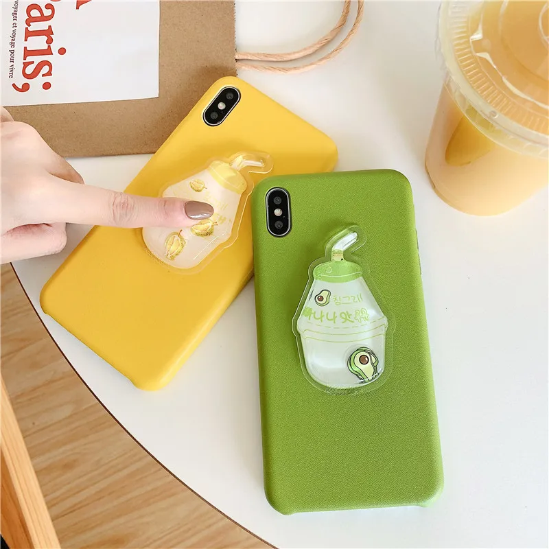 3D Cute Liquid Squeezing Avocado Case For iPhone 8 Plus XS MAX