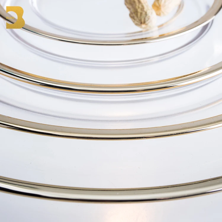 13 Inch Clear Charger Glass Plate Set Catering Wedding Gold Rim Crystal