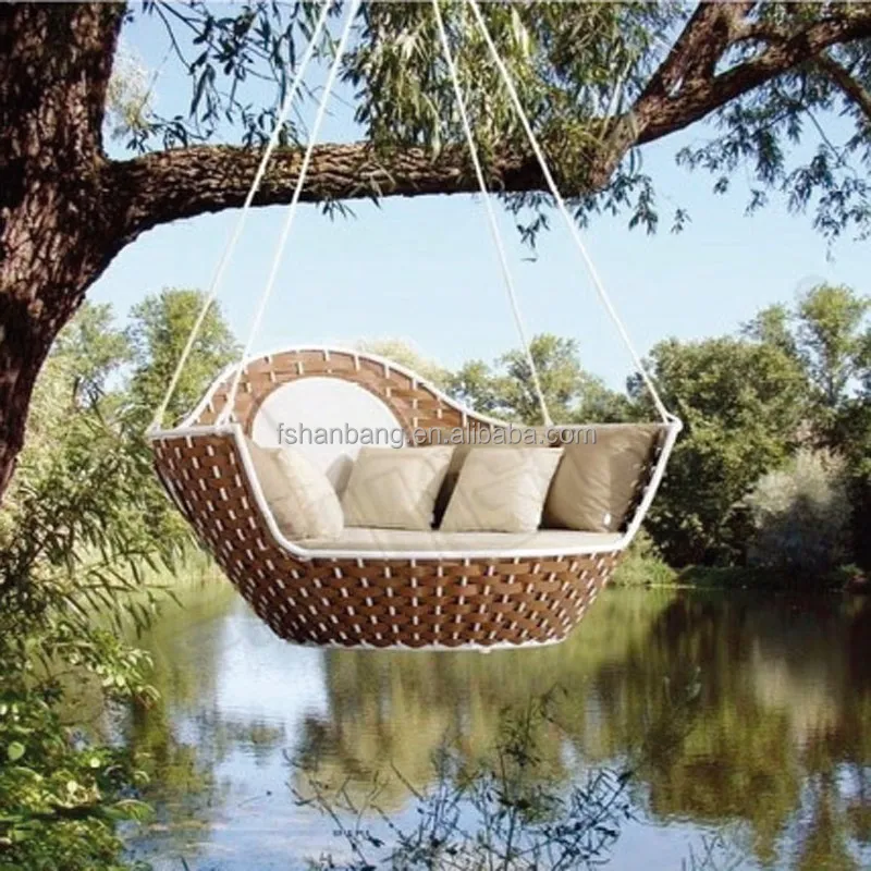 Round Rattan Outdoor Bed Swing Daybed Wicker Round Rattan Outdoor Bed Swing