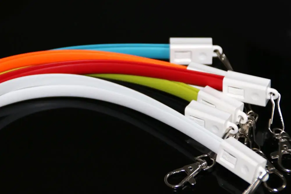 2 in 1 keychain charging cable 80cm long double sided lanyard micro USB cable for iphone and android mobile phone charger cable - ANKUX.COM