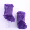 Luxury Fashion Winter faux fox fur Shoes Woman men Home Ankle Boots Indoor Socks Boots Warm Ladies faxul animal Fur Shoes boots