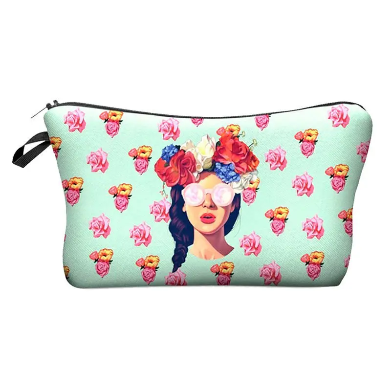 Color fashion printing PU girls cosmetic bags travel shopping makeup bag for women Portable toiletry wash bag case wholesale