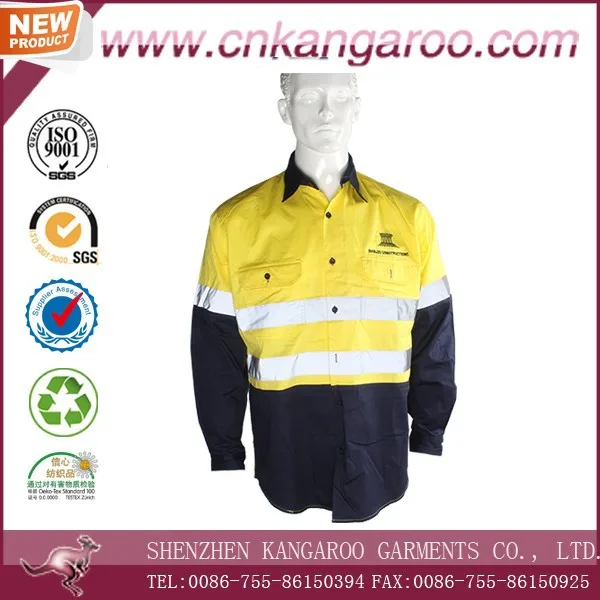 Australia yellow high visibility reflective work shirt wholesale
