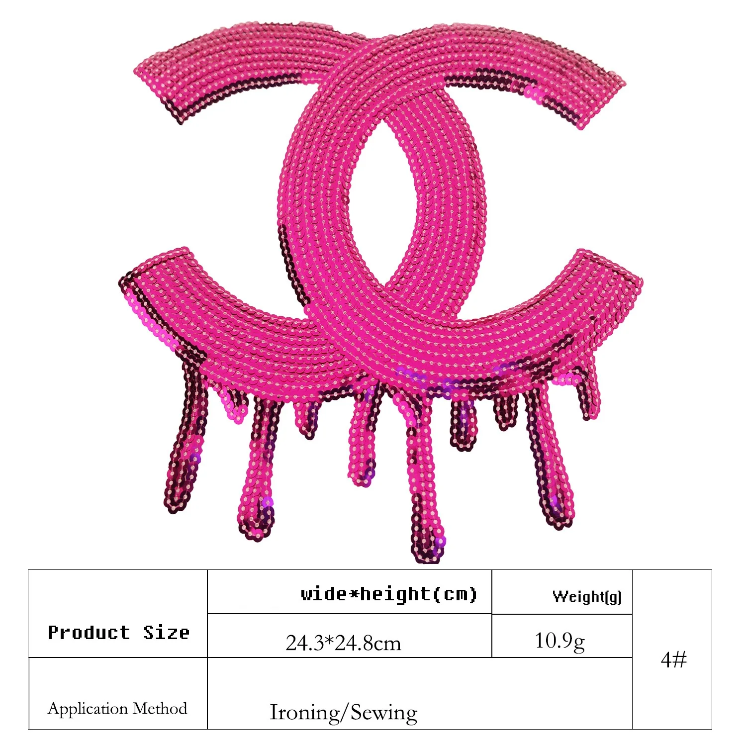 Custom CC Embroidery Patch 2019 Trendy DOUBLE C Sequins Embroidery Patch with charm For Clothing