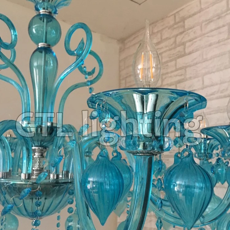 Decorative Blue Handmade Pendant Lamp Glass Hanging Lighting Modern