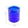 Shanghai Linlang Wholesale Embossed Cobalt Blue Glass Candle Holders Glass Tealight Candle Holder