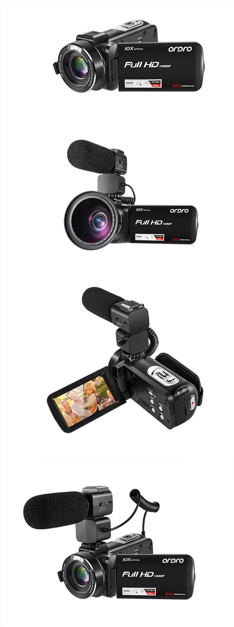 1080P 30fps Camcorder 10X Optical Zoom Camera 120x Digital Zoom Camera ORDRO Z82 Handheld Camcorder