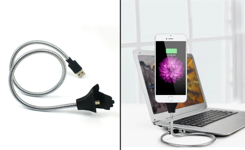 Flexible Stand Up Cable Phone Holder for iphone Micro Usb Cable - ANKUX.COM