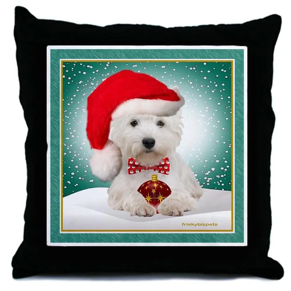 westie christmas pillow