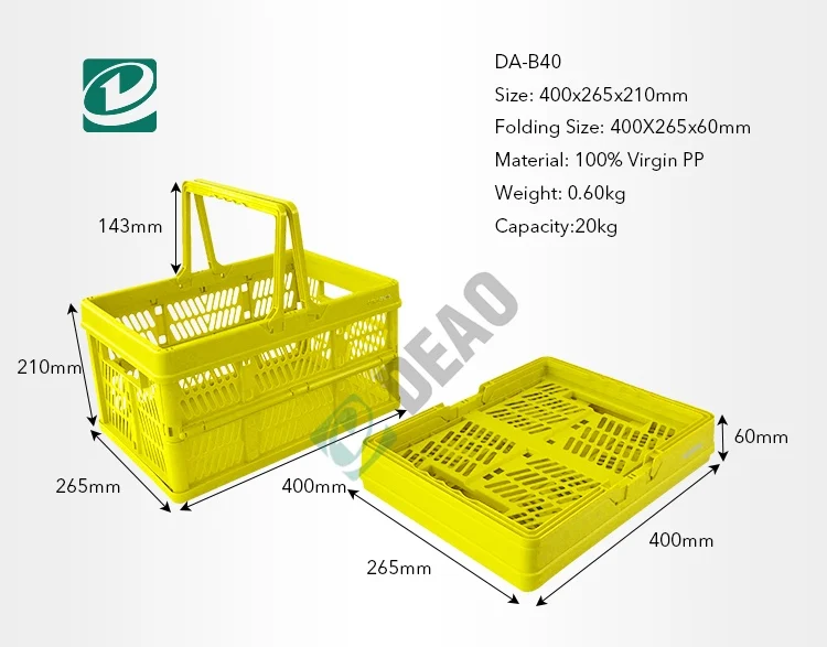 Plastic Folding Basket Bag With Handles/foldable Plastic Basket Buy Folding Basket Bag With