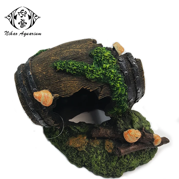 Fish Hide Toy Aquarium Polyresin Decorations Ornament Barrel Design Fish Tank Accessories Buy