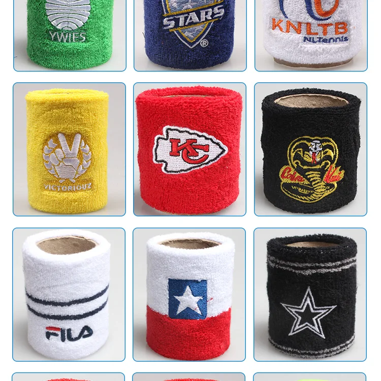 Wholesale Wristband Cheap Custom Sports Sweatband Cotton Wrist Sweatbands No Minimum