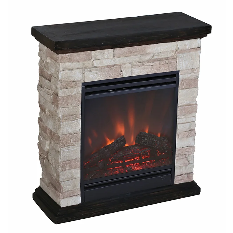 Polyresin Polystone Hearth Mantel Brick Stone Look Electric
