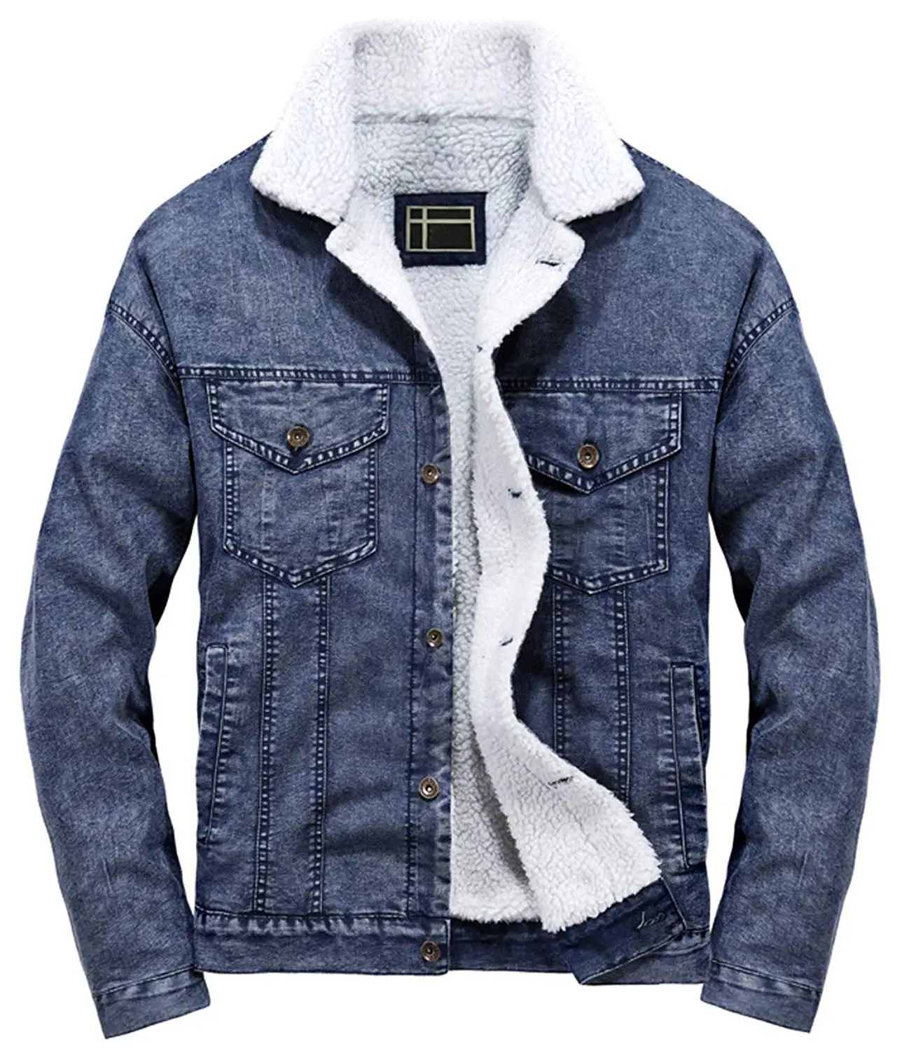 Куртка шерпа джинсовая мужская зимняя