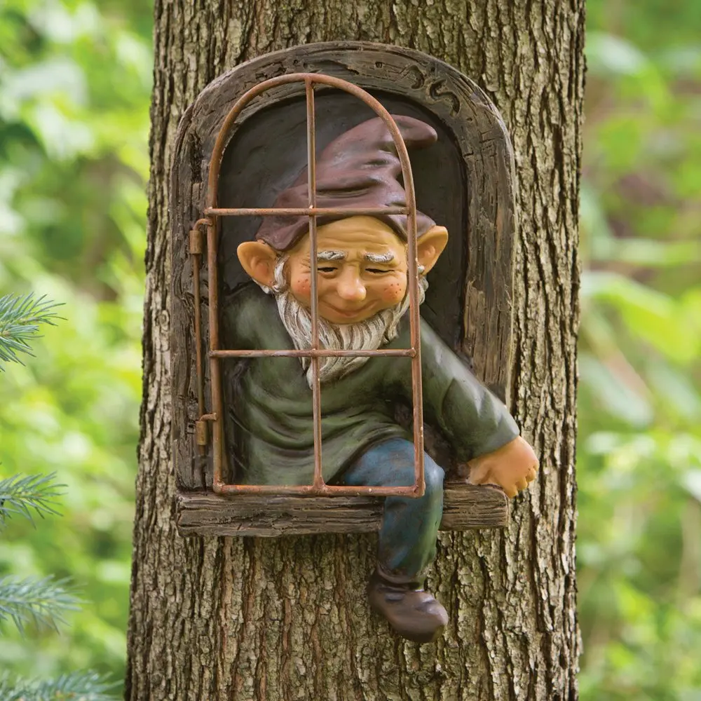 Buy Bits And Pieces Elf Out The Door Tree Hugger Garden Peeker Yard 0995