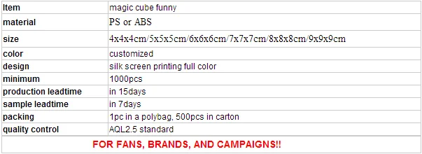 2015 hot sale promotion advertising custom logo pattern printed Magic banner Cube Toys