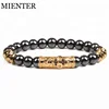2018 New fashion jewelry magnet bracelet women CZ Bent pipe cross 8mm magnetic hematite beads charm bracelet for men