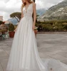 L1292 Boho Wedding Dresses Lace Beach Tulle Country Bridal Gowns A Line Vestido de novia Sleeveless
