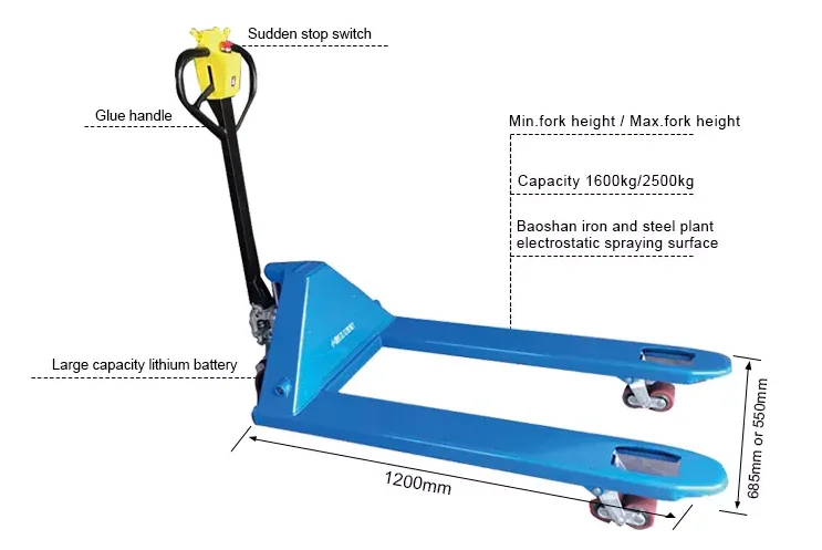 2.5 ton Mini Electric Pallet Truck Battery Pallet Jack