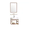 2018 China cheap bathroom vanity sets modern aluminum toilet furniture mirror cabinet with ceramic single wash hand sink