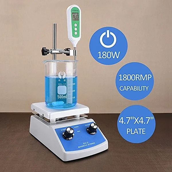 Agitateur Magnétique Avec Plaque Chauffante Stonylab - Capacité 2L, Vitesse 100-2000 Tr/min, Température Max 380°C, 220V 180W
