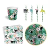 Wholesale Summer Tropical Boho Decorations Set Bulk Custom Paper Plate Cup Napkin Straw Table Party Ware