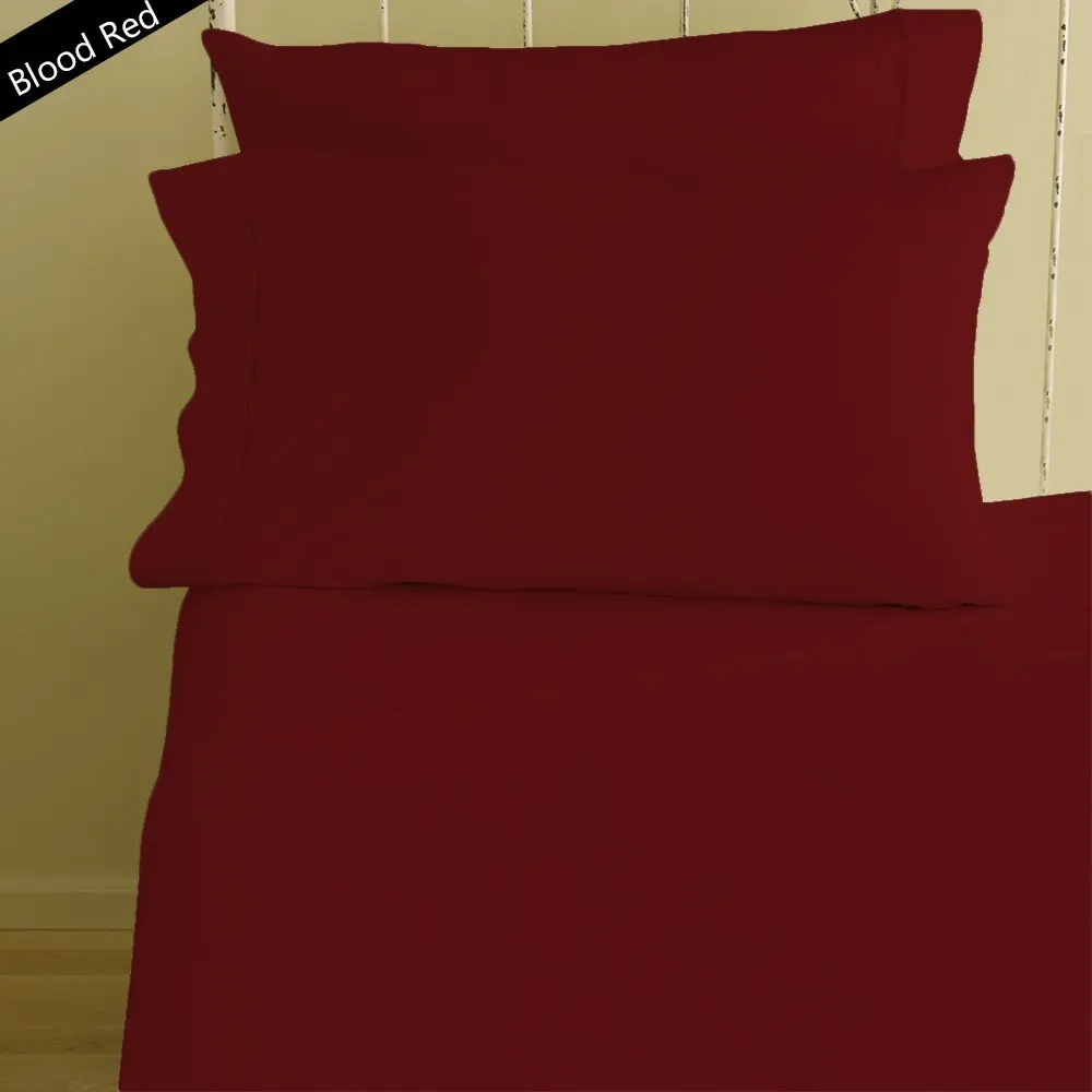 Lussona Collection 1500 Thread Count 100% Organic Cotton Bed Sheets - 4 Piece Bed Sheet Set 25'' Deep Pocket HIGHEST QUALITY & LOW PRICE- Wrinkle Free Hypoallergenic Bedding- Olympic Queen,Blood Red.