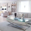 Cross Based Mirrored X style Stainless Steel Coffee Table for Living Room Furniture