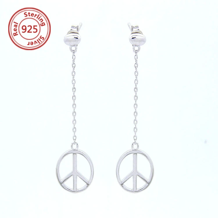 Sterling Silver Peace Sign Symbol Ear Cuff