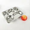 Stainless Steel Divided Dinner Food Trays with Cover Sectioned Dinner Plates Dish Plates