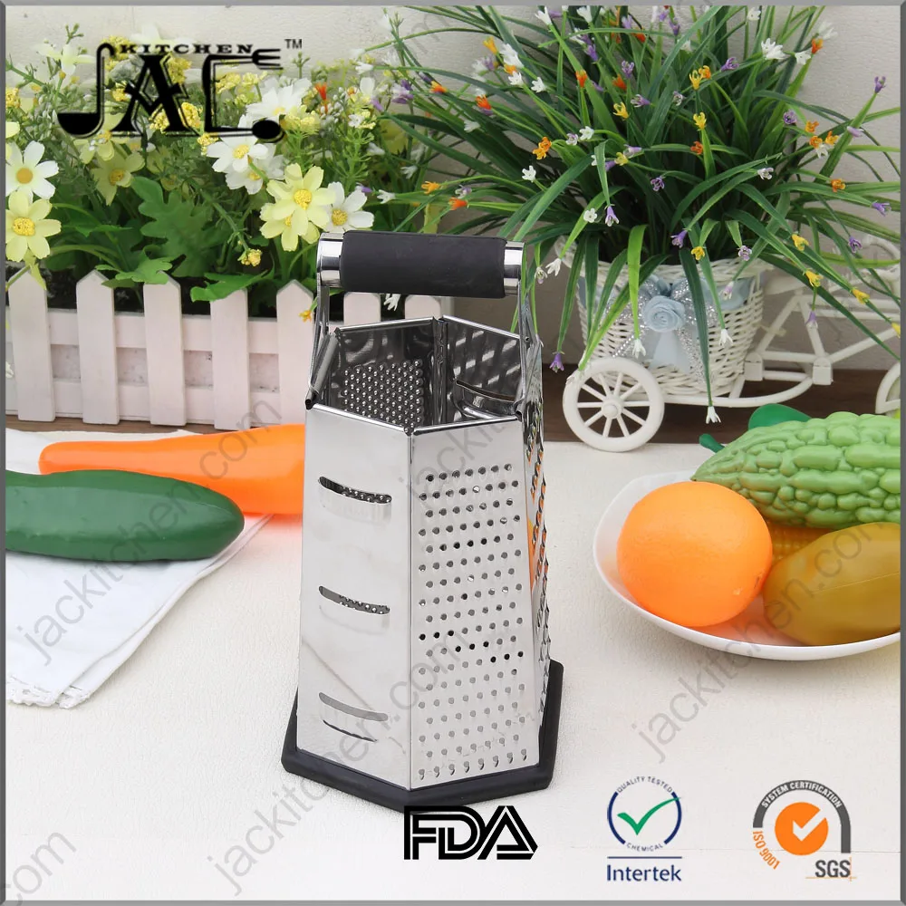 6-sides Stainless Steel Boxed Cheese Grater Vegetable Slicer Non Slip Rubber Bottom