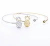 Minimalist rose gold silver tropical fruit cutout pineapple cuff Bracelet beach summer bangle