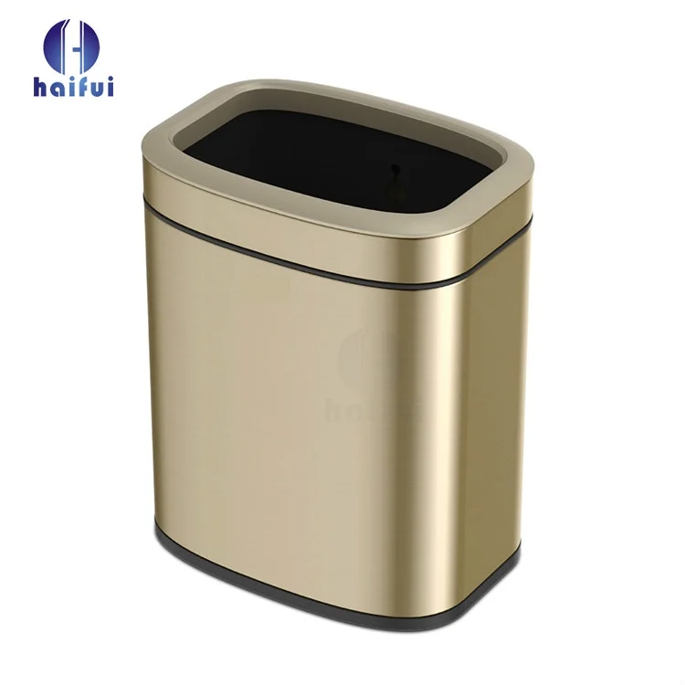 Open Top Trash Can For Hotel Hospital Restaurant Rose Golden Color
