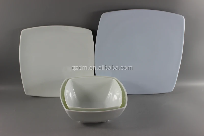 16 pcs melamine square ware dinner ware solid color