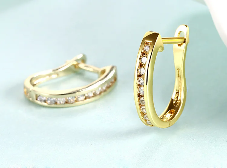 High end gold plated silver hoop earrings women