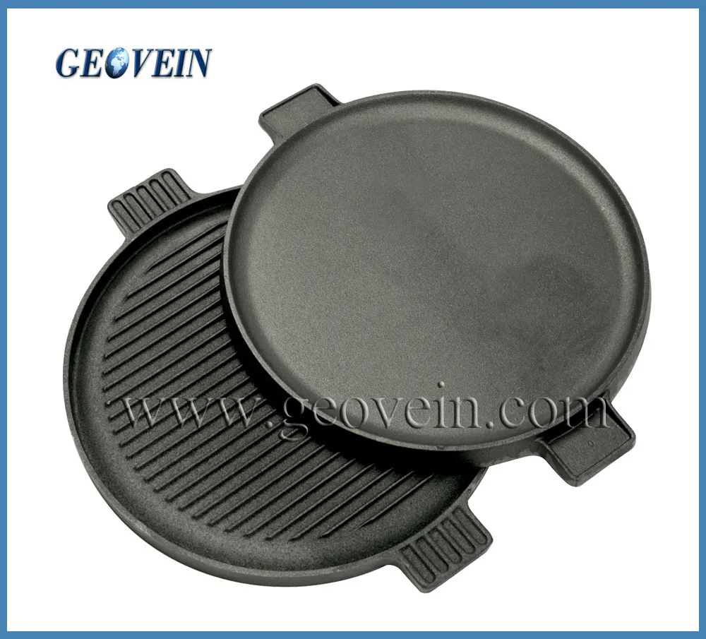 Metal Material Cast Iron Bbq Griddle Plate With Reversible Double Used
