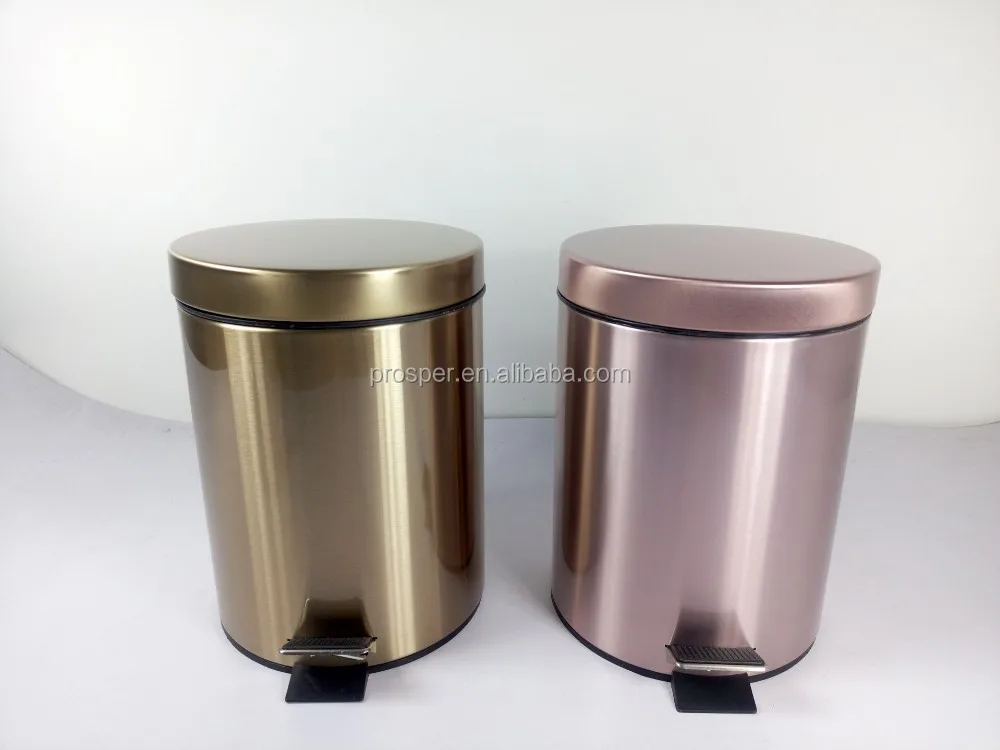 Rose Golden Garbage Bin Luxury Trash Can Metal Rose Golden Waste Bin