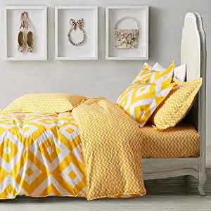 Rhombus Yellow Bedding Duvet Cover Set Kids Bedding Teen Bedding Dorm Bedding Gift Idea, Twin Size
