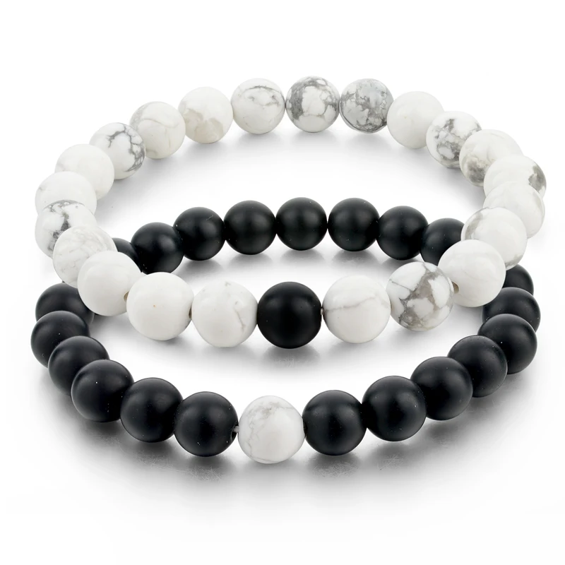 Herren Perlen Marmor Armband, Yin Yang Energie Armband, mode Armband