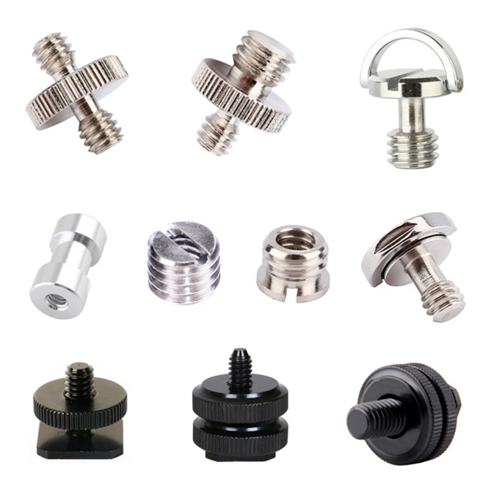 2 PCS 1/4"-20 Stud Base of 3/8" ALL METAL Tripod Screw to Hot/Cold Shoe Adapter 