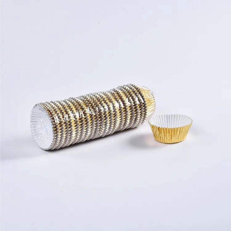 Disposable Gold Metallic Paper Mini Cupcake Liner Muffin Baking Cup