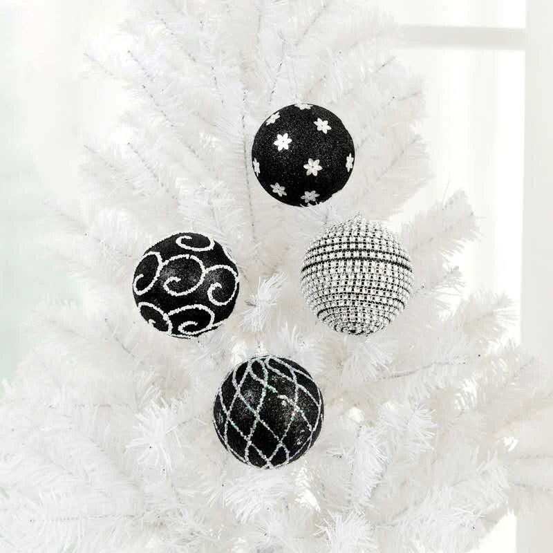 Christmas 8cm Crystal Bling Foam Tree Decor Black Christmas Ball