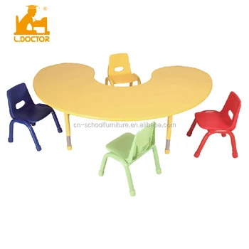 Moon Shape Height Adjustable Kids School Study Desk And Chair