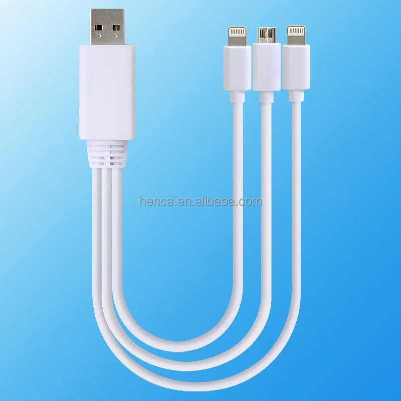 Portable 3 In 1 Usb Data Cable For Iphone For Samsung Universal Usb Charging Cable