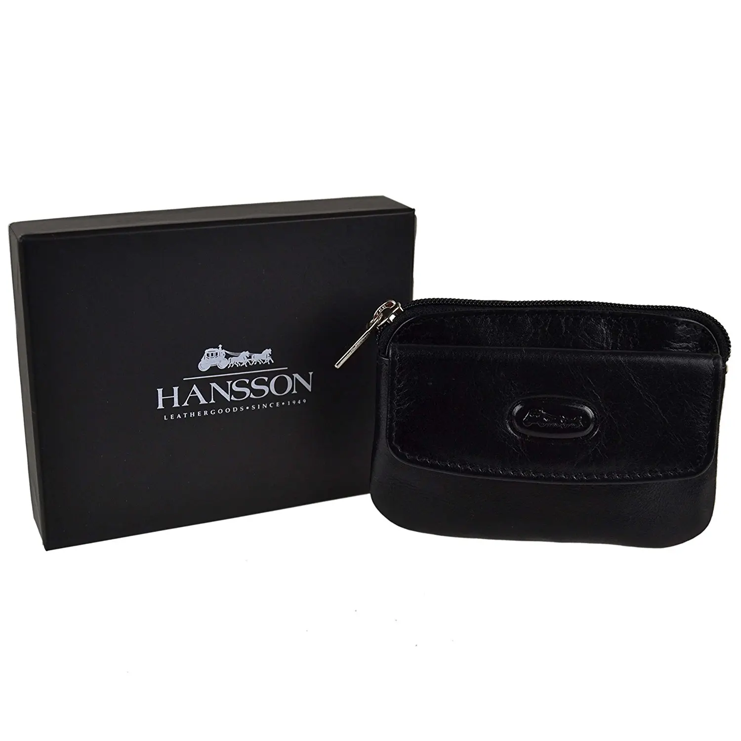 Hansson Men's Small Top Leather Coin Purse Pouch/Wallet By Key Ring