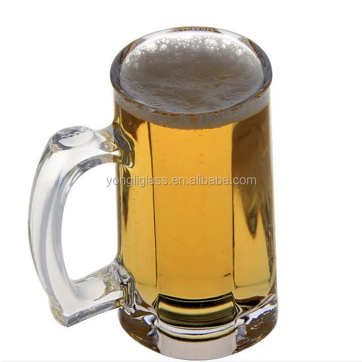 2016 new product 350ml beer glass mug, college beer steins, glass tea cups with handle for night club
