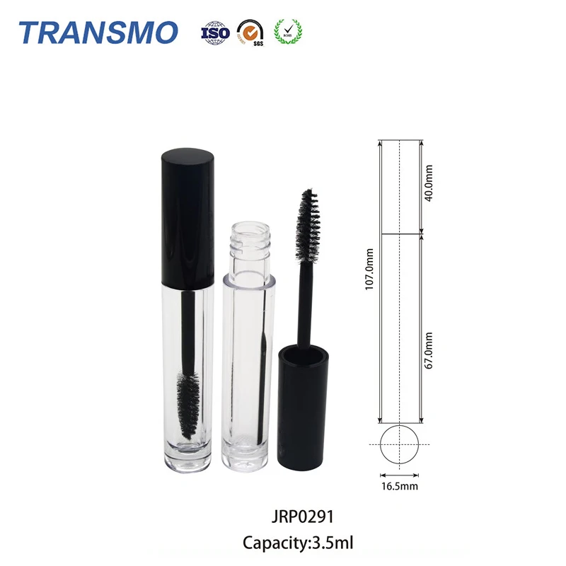 Custom 3.5ml empty eyelash tube clear mascara tube private label 3.5ml round crystal empty mascara tubes with brush