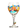 Hand Painted Custom Logo Drawing Long Stem Wine Glass Long Stem Hand Painted Wine Glass Pattern