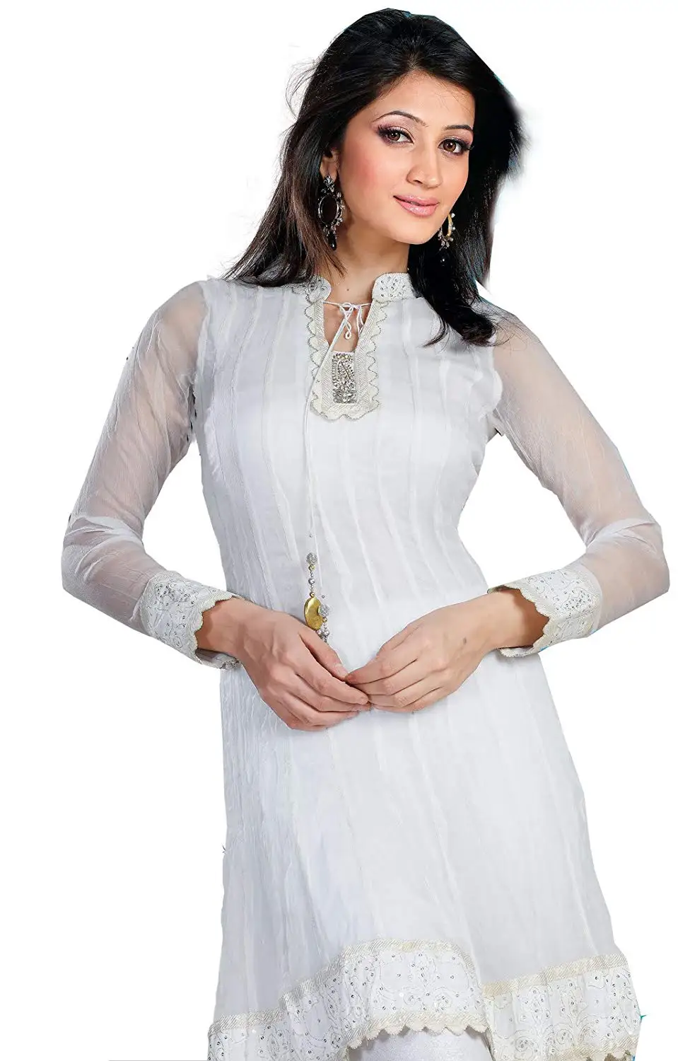 kurti design with white lace